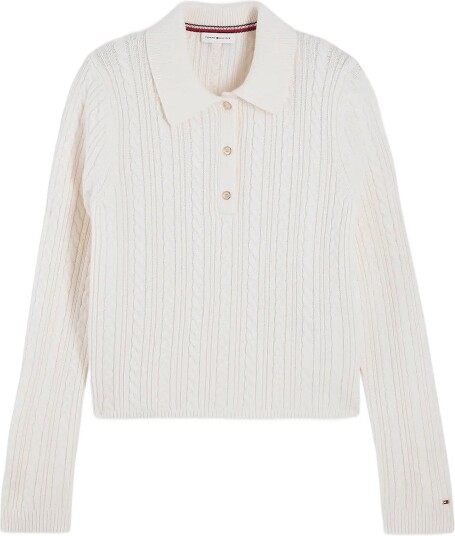Tommy Hilfiger Ls Polo Cable Sweater Reg Fit Navy S