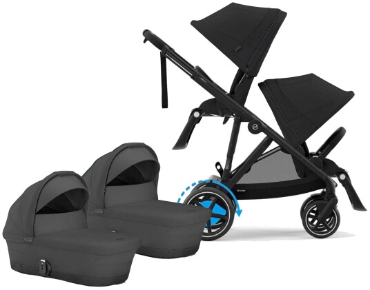 Cybex e Gazelle S Tvillingvogn Moon Black/Black