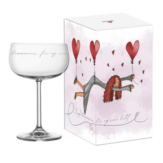 Lykketegning Svev litt champagneglass