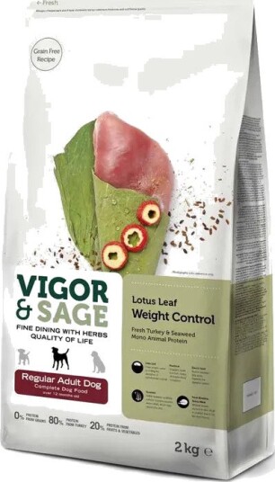 Vigor & Sage Weight Control Lotus Leaf Regular Adult Tørrfôr til Hund 2 kg Vigor & Sage Weight Control Lotus Leaf Regular Adult Tørrfôr til Hund 2 kg