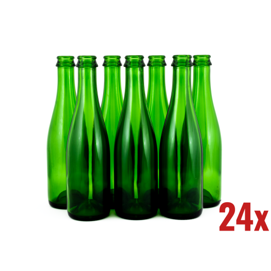 Eske med 24 stk Geuze 37,5 cl flasker grønne geuze/champagne flasker