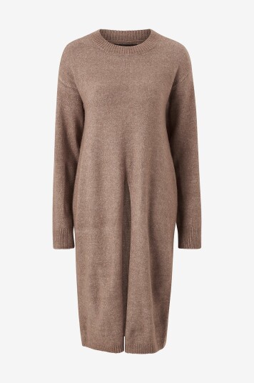Vero Moda - Strikketkjole vmPhillis LS O-neck Slit Dress - Brun