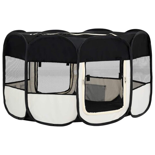 Vidaxl Sammenleggbar Lekegrind For Hunder Bæreveske Svart 145X145X61Cm