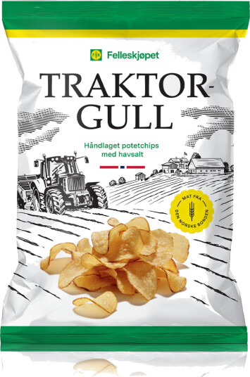 Felleskjøpet Potetchips Traktorgull havsalt 150g Felleskjøpet Potetchips Traktorgull havsalt 150g