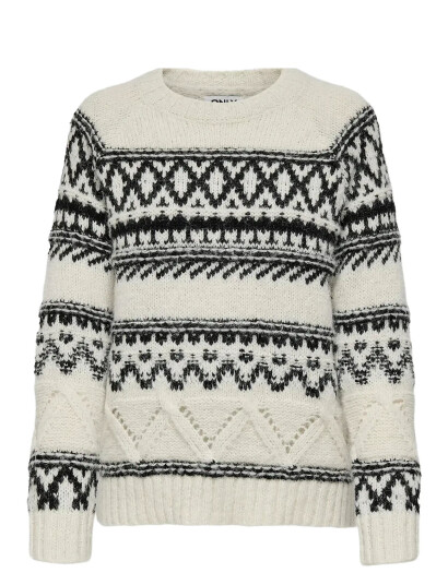 ONLY Onlshirly Life Ls Jq O-Neck Knt - Cream - XS