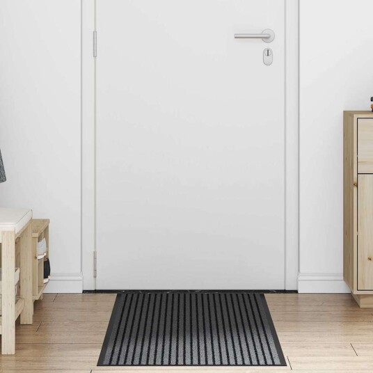 Dørmatte Stripete Svart og Grå 60 x 180 cm Polypropylen og PVC Dørmatte Stripete Svart og Grå 60 x 180 cm Polypropylen og PVC