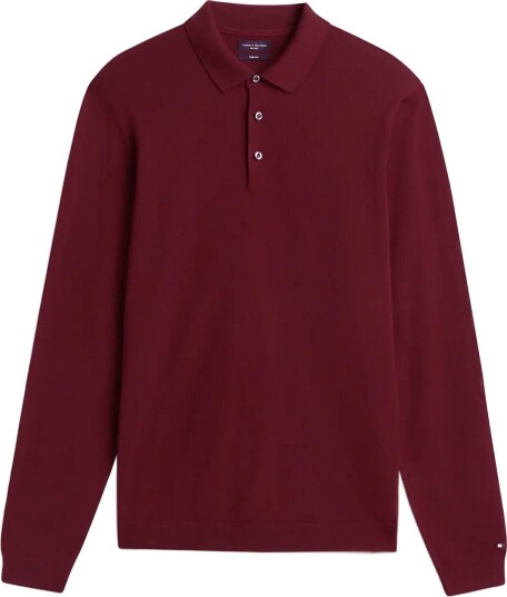 Tommy Hilfiger Ny Merino L/S Polo Burgundy S