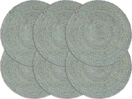 vidaXL Bordmatter 6 stk ren olivengrønn 38 cm rund jute