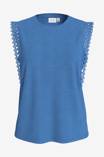Vila - Topp viOtessa O-neck Cap Sleeve Top - Blå