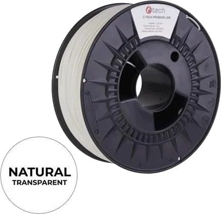Trykkstreng (Filament) C-Tech Premium Line, Petg, Gjennomsiktig, 1,75 Mm, 1 Kg
