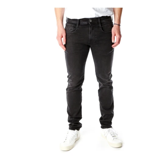 Replay Anbass Trousers Slim Hyper Cloud   Black   32 x 34