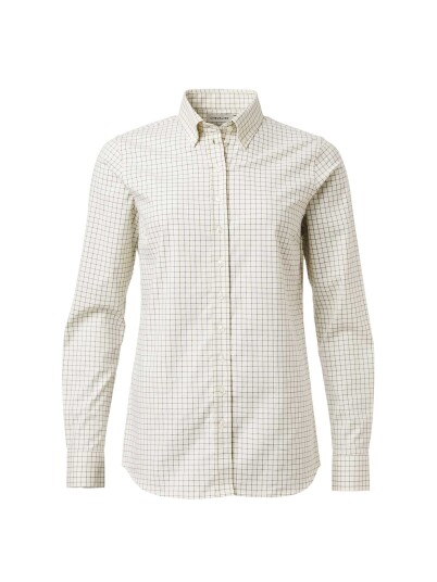 Chevalier Florence Shooting Fit Stretch Shirt Women Highland Green Tattersall 40W 40W