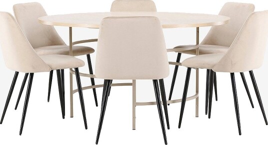 Venture Home Spisebord Copenhagen med stol Night Beige Venture Home Spisebord Copenhagen med stol Night Beige