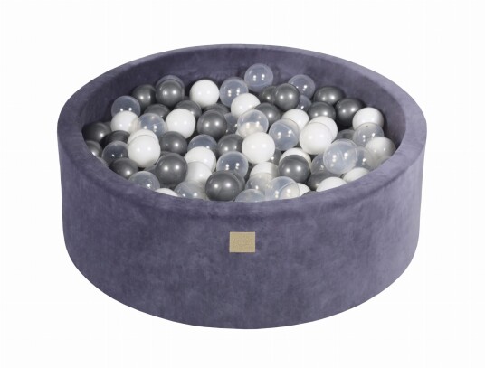 Meowbaby Rundt Ballbasseng Fløyel 30x90 Blågrå Meowbaby Rundt Ballbasseng Fløyel 30x90 Blågrå
