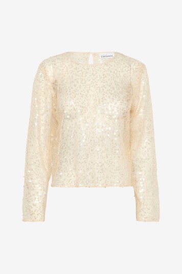 Karen By Simonsen Paljettbluse kbSigne Top Hvit