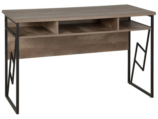 Hjemmekontor Skrivebord Dark Wood Topp Svart Metallramme 120 x 60 cm Oppbevaringshylle Moderne industri design