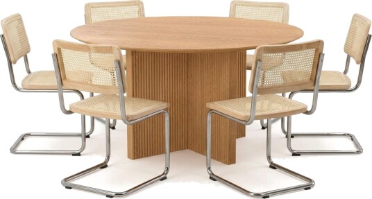 Edda spisegruppe rund 150 cm eik med 6 Build spisestoler Eik