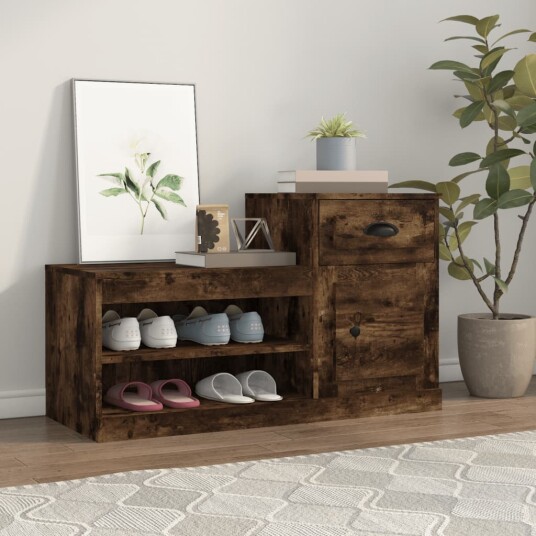 vidaXL Skoskap r?kt eik 100x42x60 cm konstruert tre vidaXL Skoskap r?kt eik 100x42x60 cm konstruert tre