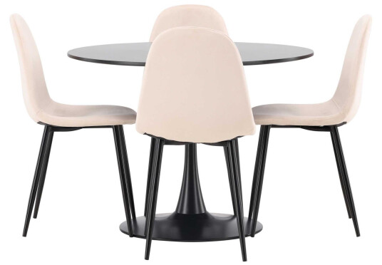 Venture Design Glade & Polar spisegruppe Beige/svart 4 stoler & bord 100 cm