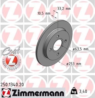 ZIMMERMANN 250.1340.20 Bremseskive