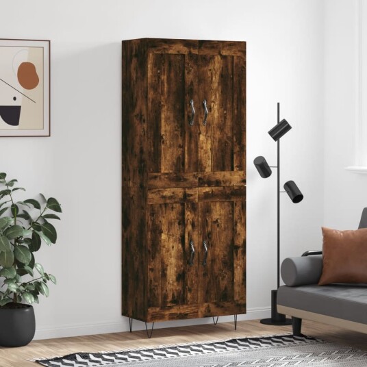 Highboard røkt eik 69,5x34x180 cm konstruert tre Highboard røkt eik 69,5x34x180 cm konstruert tre