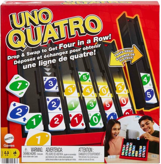 Mattel UNO Quatro Familienkortspill for 2-4 spillere, 7 år+