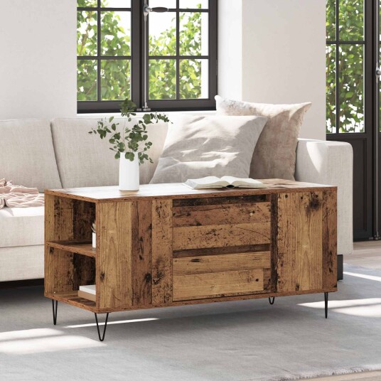 Kaffebord med skuff Gamle tre 102 x 44,5 x 50 cm Konstruert tre