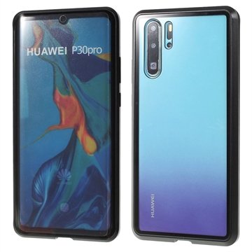 Huawei P30 Pro Magnetic Deksel med Herdet Glass Svart