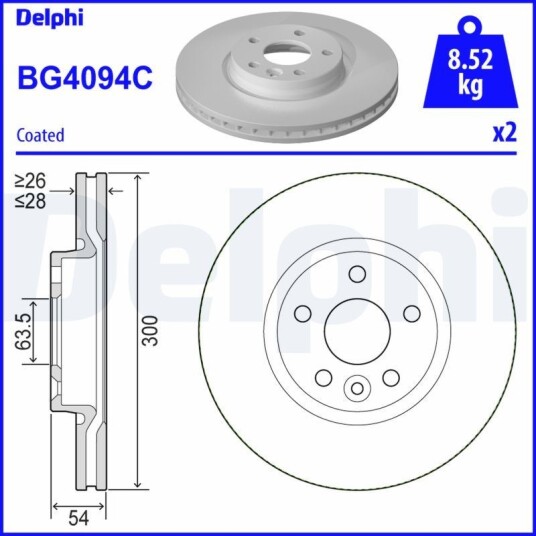 Bremseskive DELPHI BG4094C Bremseskive DELPHI BG4094C