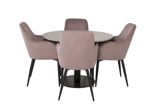 Venture Design Razzia & Comfort spisegruppe Grå/rosa 4 st stoler & bord 106 cm