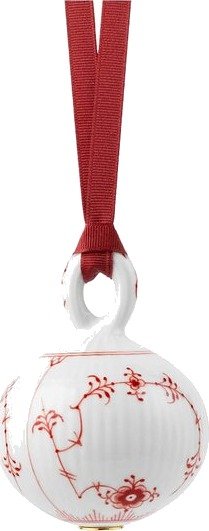 Royal Copenhagen - Rød Musselmalt Riflet julekule 9,5 cm