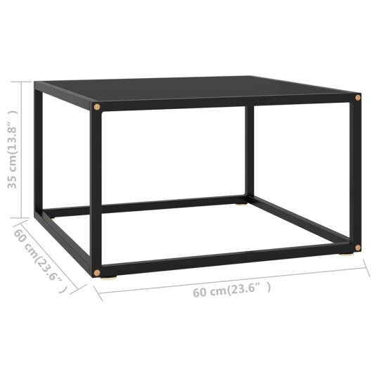  Salongbord svart med svart glass 60x60x35 cm 322872