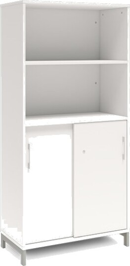 Kontorskab Dna, 800X1660 Mm, Hvid/Alugrå, Skydedør 4A4 Kontorskab Dna, 800X1660 Mm, Hvid/Alugrå, Skydedør 4A4