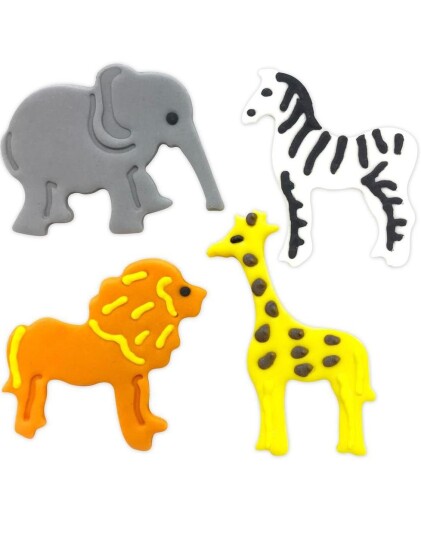 4 stk Safari Dyr Sugarcraft Toppers Håndlaget Spiselig Kakepynt