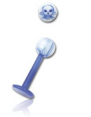 Utgått Labret With Blue Skull 1.2 x 8 mm Utgått Labret With Blue Skull 1.2 x 8 mm