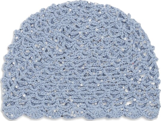 SUI AVA Crochet Sequin Hat   Blue   ONE SIZE