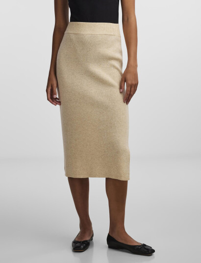 YAS Yasassi Hw Midi Knit Skirt S. Noos - White - XS
