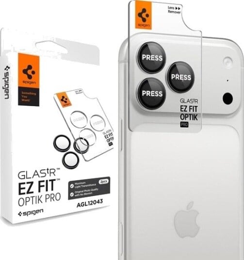 Spigen Optik Pro EZ Fit 2-pakning Kameralinsebeskytter for iPhone 18 Pro Max/18 Pro - Mørkegrå