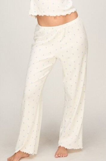 Hunkemöller Pyjamasbukse Loose Pointelle Hvit