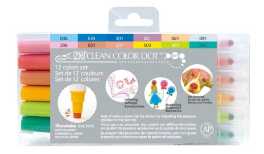Artequipment Zig Clean Color DOT 12 color set Artequipment Zig Clean Color DOT 12 color set