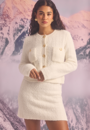 BUBBLEROOM Short Knitted Skirt Offwhite XL