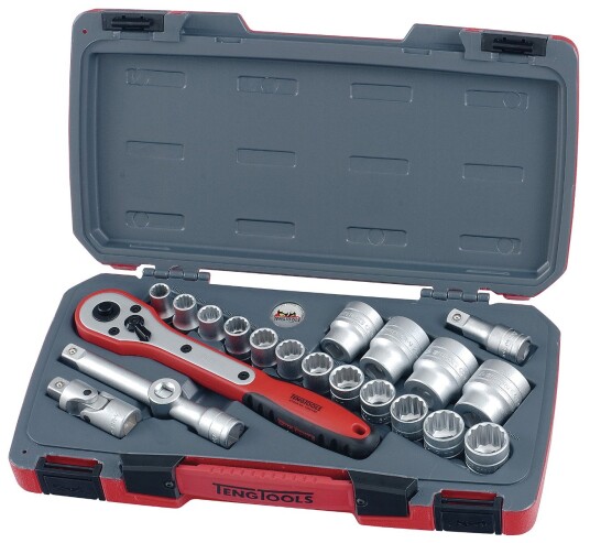 Teng tools pipenøkkelsett 12 kant t1221-p 21 deler Teng tools pipenøkkelsett 12 kant t1221-p 21 deler