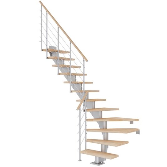 Dolle Hamburg L-trapp I Pearl Grey-style 6-oljeret Bøk-85-14 - Loddret Høyde 277 322 Cm