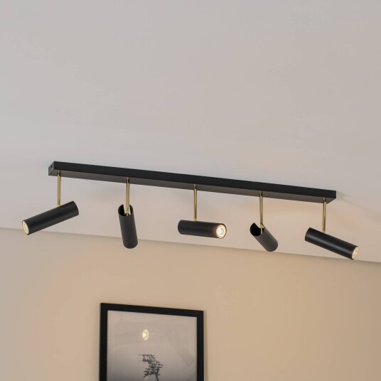 Luminex Axion taklampe 5 lyskilder svart/gull lang stål