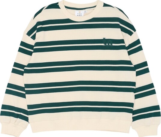 The New Collegegenser - TnRob - Deep Teal Striped - The New - 7-8 år (122-128) - Collegegenser Beige Grønn Hvit