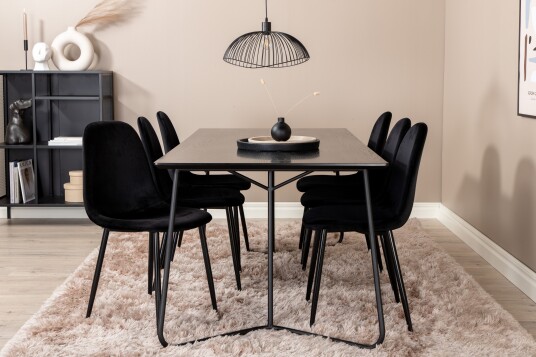 Venture Home Spisegruppe Pipaon 190 cm inkl. 6 Tommy Stoler Svart
