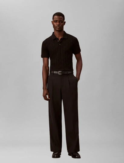 Calvin Klein Ss Dbl Mercerized Emblem Jacquar - Black - S Calvin Klein Ss Dbl Mercerized Emblem Jacquar - Black - S