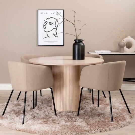 Venture Home Spisegruppe Venture Home Bianca Rund med 4 Bergen Stoler Polyester GR22205