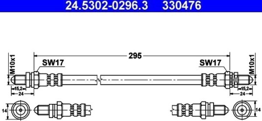 ATE 24.5302 0296.3 Bremseslange