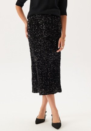 VILA Vifaith Hw Midi Sequin Skirt Black Beauty Detail:black Beau XL